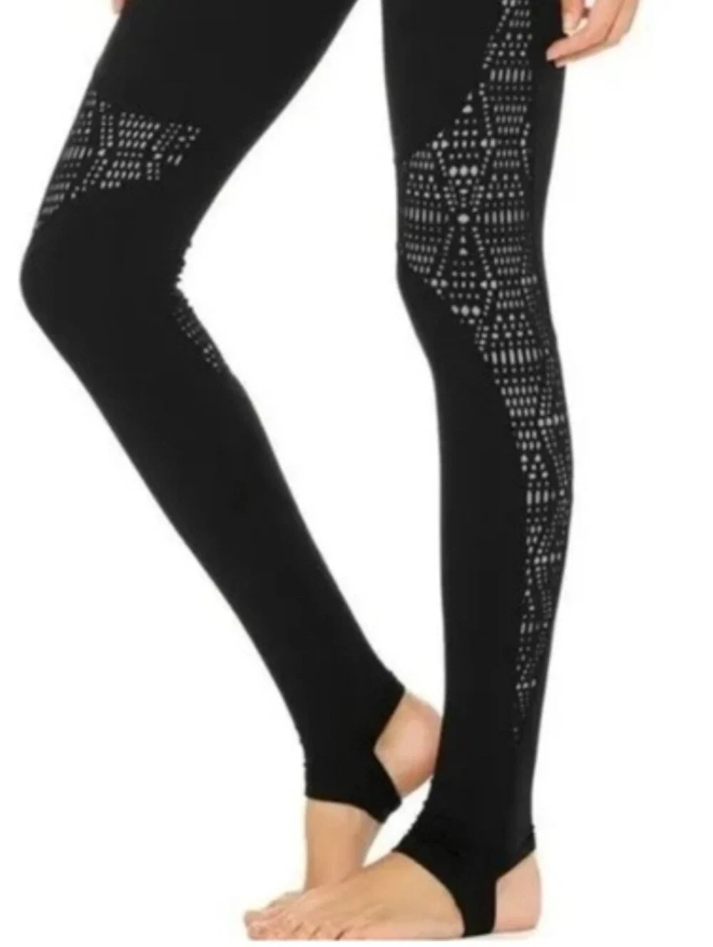 ALO West Coast Black Leggings Geometric Laser-Cut Panels Activewear Size XS